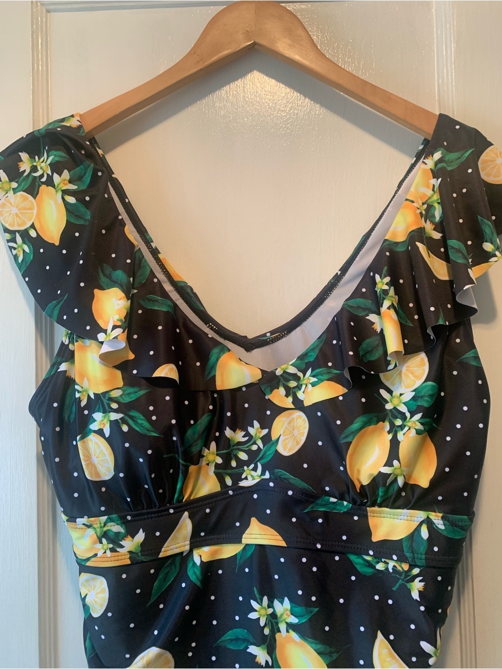 Daci Ruffled Vintage Retro Style Lemon Print Tummy Control Swimsuit Plus Size 16 - Picture 5 of 13